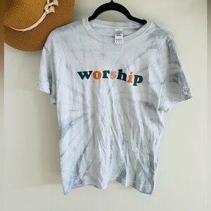 213 worship, graphic T-shirt, tie-dye medium color tone colortone